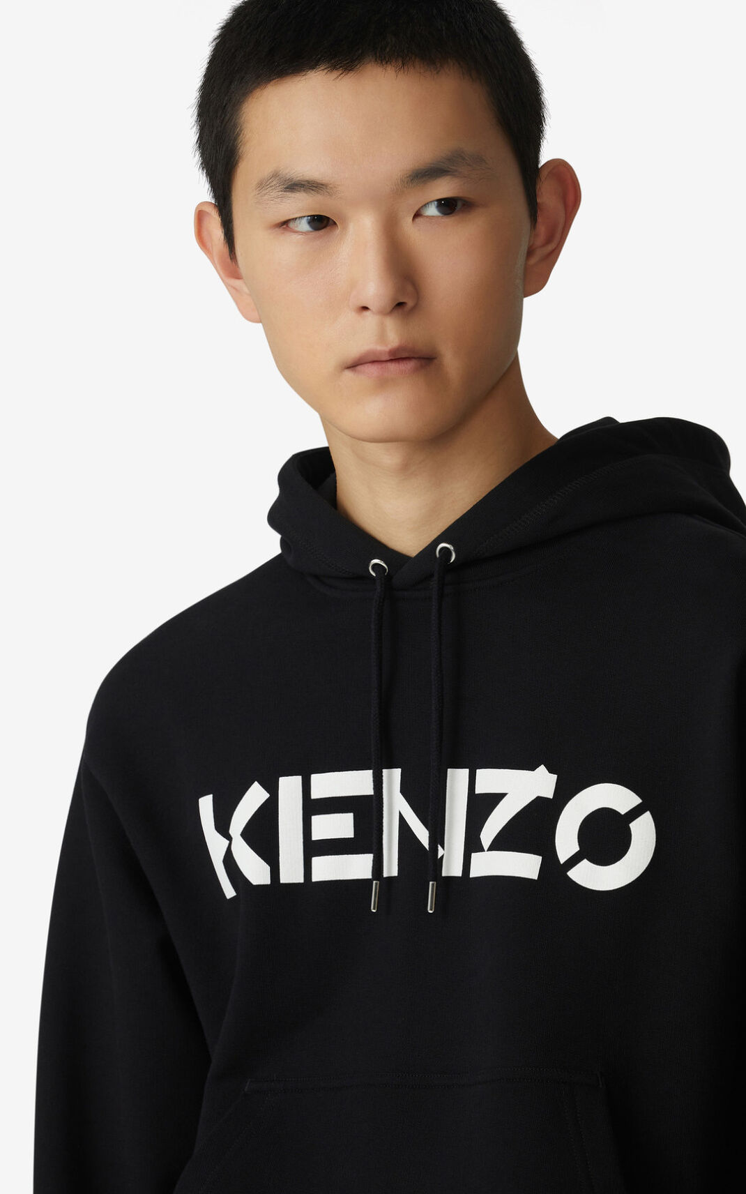 Kenzo Logo Sudaderas Con Capucha Hombre Negras | 6574813-PR